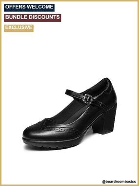 Women's Round Toe Mary Jane Heels with Chunky Block Heel, Cushioned Insole,